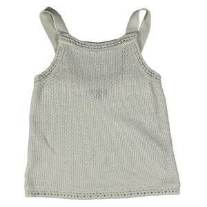 Banana Republic NWT Cotton Knit Tank Top Cream Ivory XS Boho Coastal Square Neck